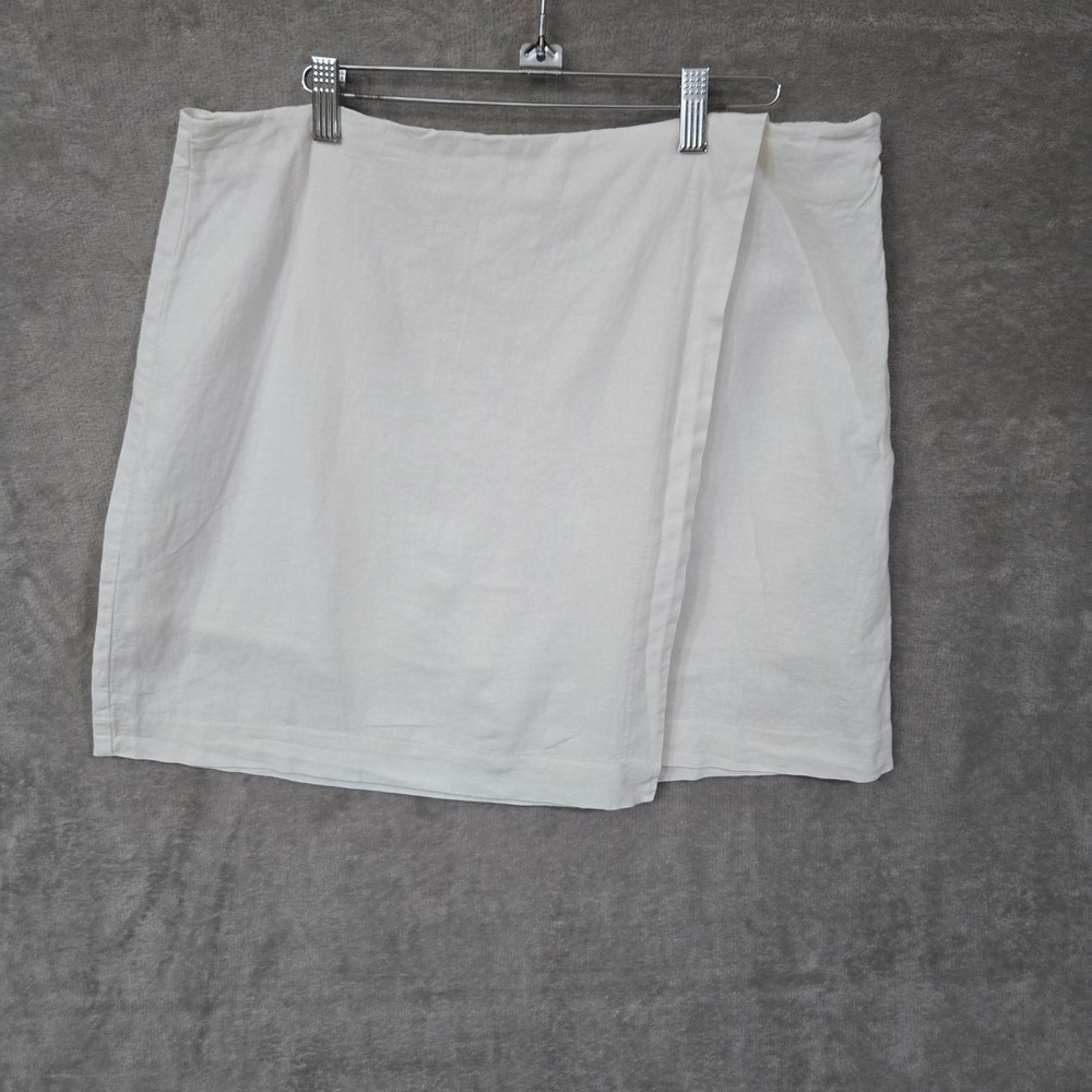 A New Day Skort Women Fourteen White Linen‎ Blend Wrap Front Mini Casual Summer